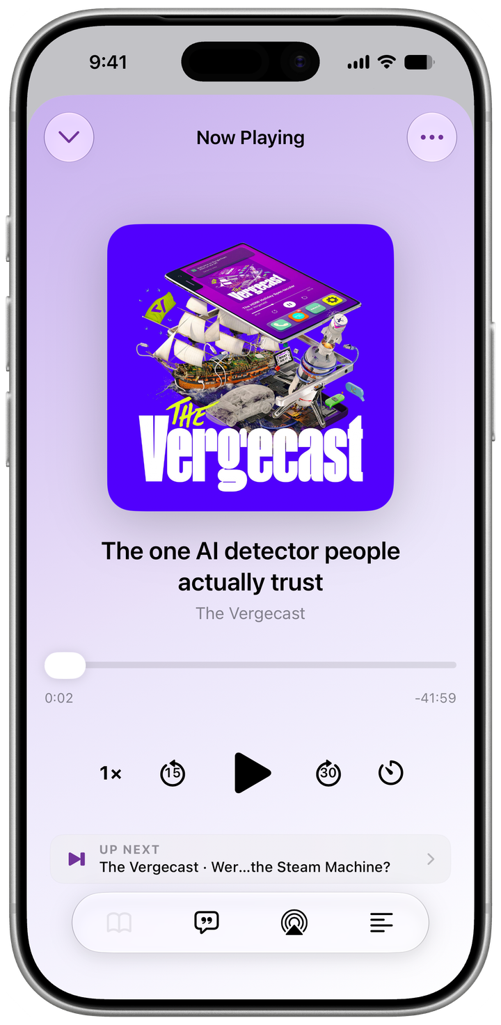 FeedCast Now Playing in Light mode with the Grape accent active